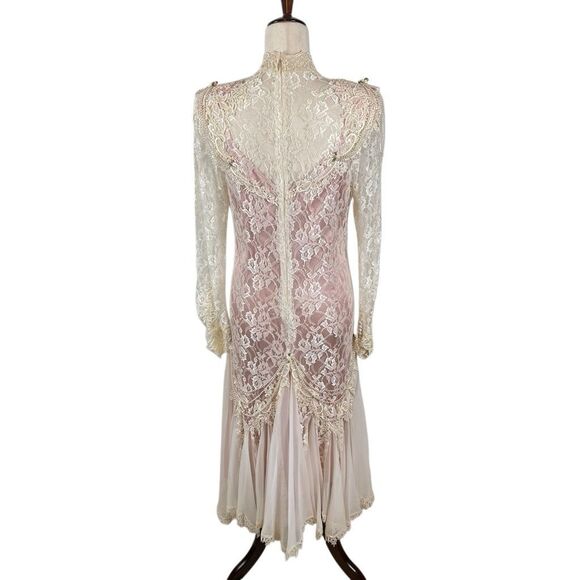 SOLD DO NOT PURCHASE Vintage 1980s French Lace Ca 2 piece Dress Women’s 6* Pink - Picture 5 of 14